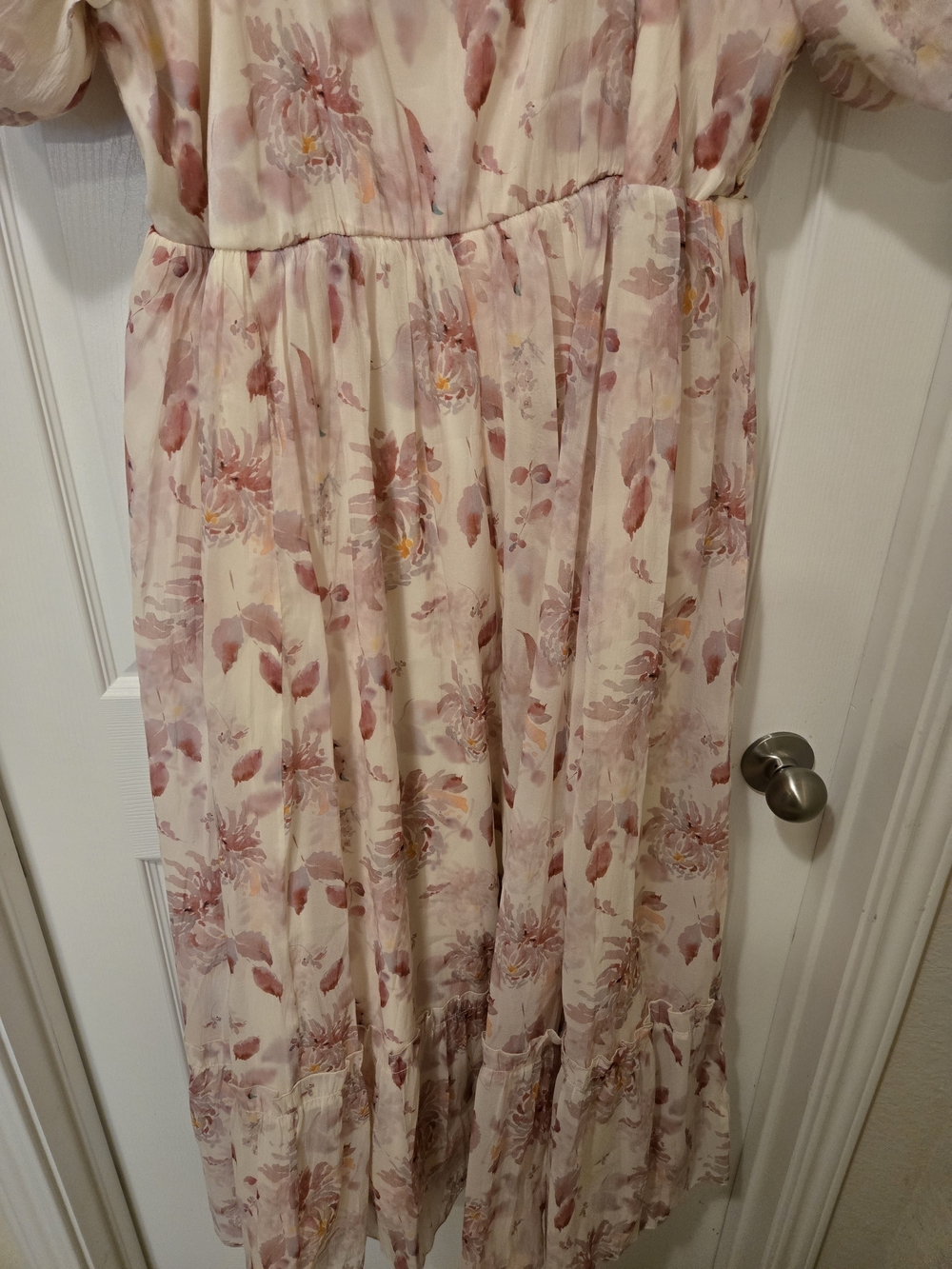 Polagram Cream Maxi Dress with Pink Floral Print - Picture 3 of 13